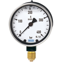 Bourdon tube pressure gauge, copper alloy